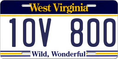 WV license plate 1OV800