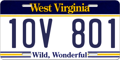 WV license plate 1OV801