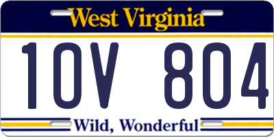 WV license plate 1OV804