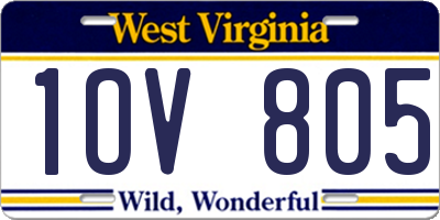WV license plate 1OV805