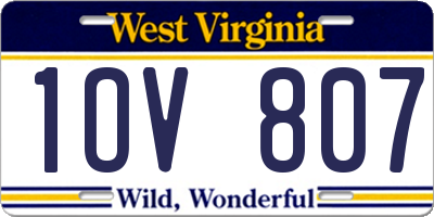 WV license plate 1OV807