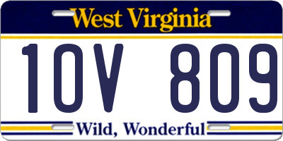 WV license plate 1OV809