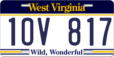 WV license plate 1OV817