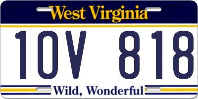 WV license plate 1OV818