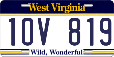 WV license plate 1OV819