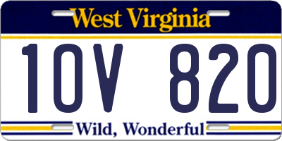 WV license plate 1OV820