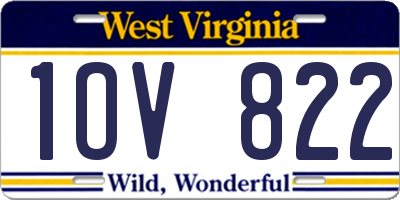 WV license plate 1OV822