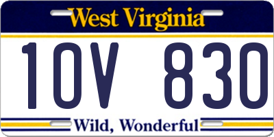 WV license plate 1OV830