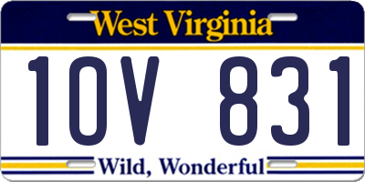 WV license plate 1OV831