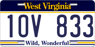 WV license plate 1OV833