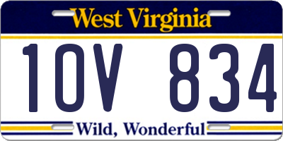 WV license plate 1OV834