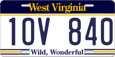 WV license plate 1OV840