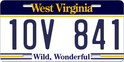WV license plate 1OV841