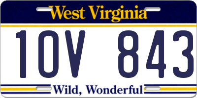 WV license plate 1OV843