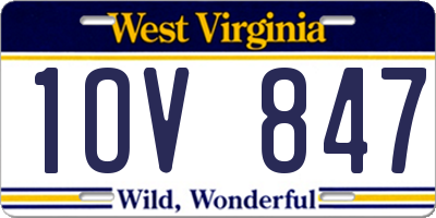 WV license plate 1OV847