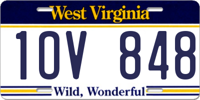 WV license plate 1OV848