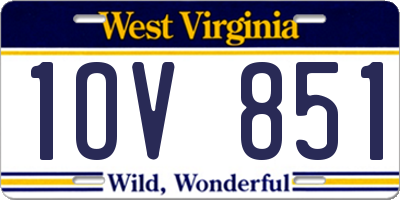 WV license plate 1OV851