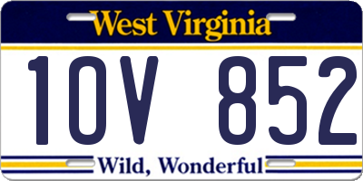 WV license plate 1OV852