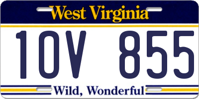 WV license plate 1OV855