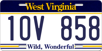 WV license plate 1OV858