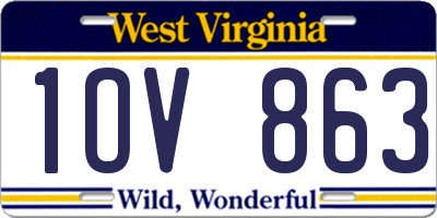 WV license plate 1OV863