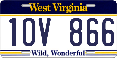 WV license plate 1OV866