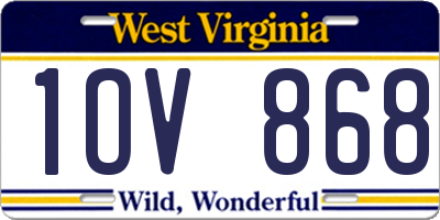 WV license plate 1OV868