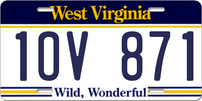 WV license plate 1OV871
