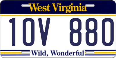 WV license plate 1OV880