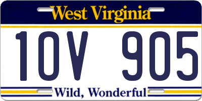WV license plate 1OV905