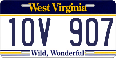 WV license plate 1OV907