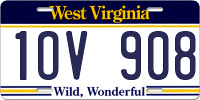 WV license plate 1OV908