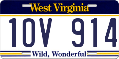 WV license plate 1OV914