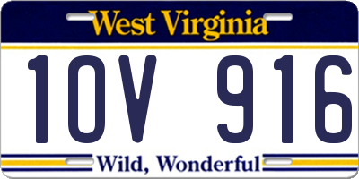 WV license plate 1OV916