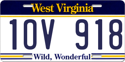 WV license plate 1OV918