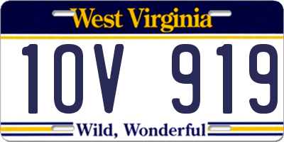 WV license plate 1OV919