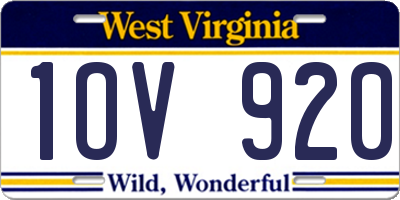 WV license plate 1OV920