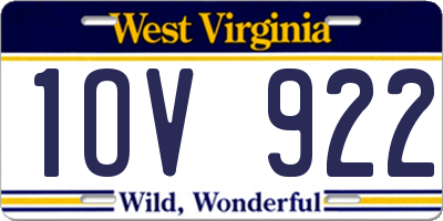 WV license plate 1OV922