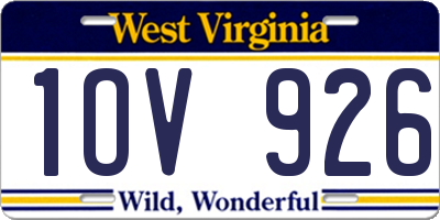 WV license plate 1OV926