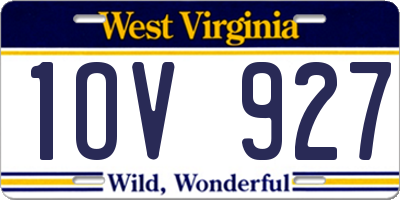 WV license plate 1OV927