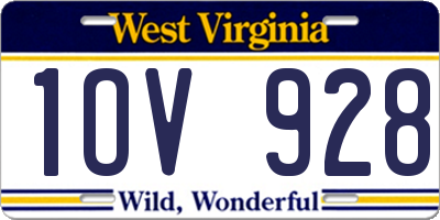 WV license plate 1OV928