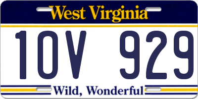 WV license plate 1OV929