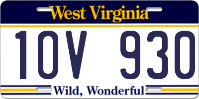 WV license plate 1OV930