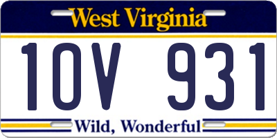 WV license plate 1OV931
