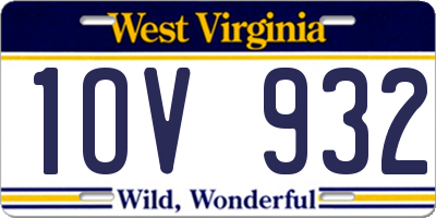 WV license plate 1OV932