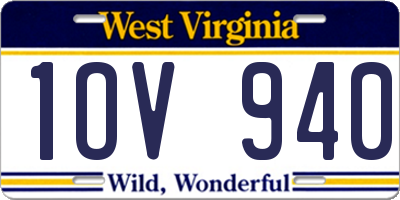 WV license plate 1OV940