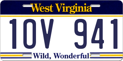 WV license plate 1OV941