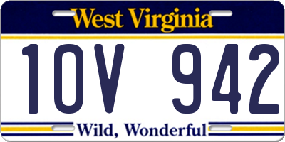 WV license plate 1OV942