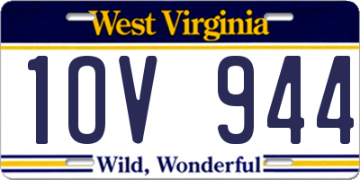 WV license plate 1OV944