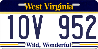 WV license plate 1OV952